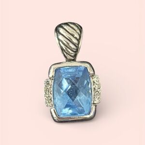 Lagos inspired Elegant Silver and Blue Pendant necklace charm